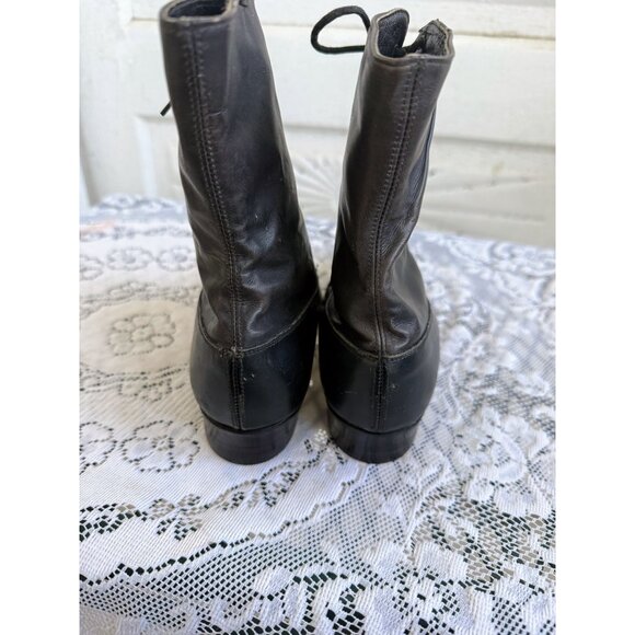 Antique 1910s Edwardian Womens Black Leather High Lace Up Boots sz-4-5 - Picture 6 of 16